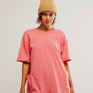 Free People Hot Shot Tee Romper- Size XS-Hibiscus- NWT
